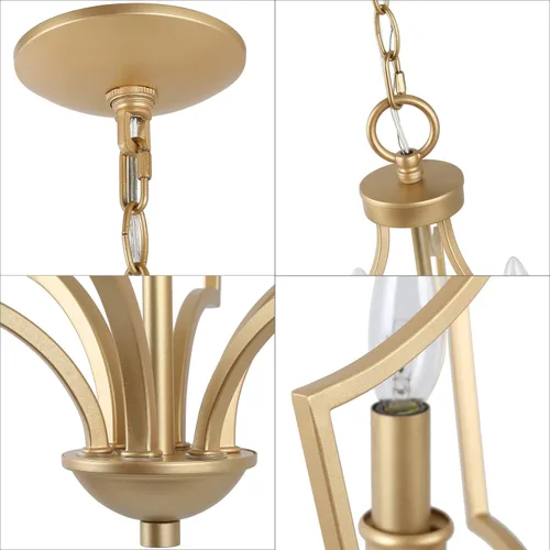 Vista 3 de KSANA Candelabro dorado, pequeña lámpara colgante para isla de cocina, comedor y sala de estar