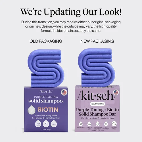Vista 5 de Kitsch Toning Purple Shampoo Bar para rubias y cabello teñido - Champú para mujeres y hombres - Champú de biotina para fortalecer y neutralizar