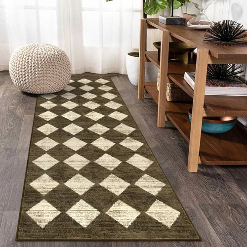 Vista 23 de Lahome - Tapete con diseño de entramado marroquí, a cuadros, pequeño, suave y antideslizante, moderno, resistente a las manchas, para puerta Negro