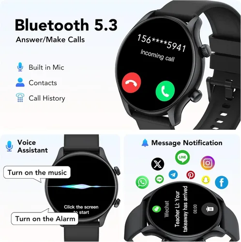 Vista 2 de Reloj inteligente, reloj inteligente de 1.39 pulgadas para mujer (respuesta/hacer llamadas), rastreador de actividad física con monitor de Oro rosa