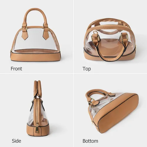 Vista 3 de Joryin - Bolso transparente aprobado para estadios para mujer, con cierre clásico, de piel vegana, bolso de mano
