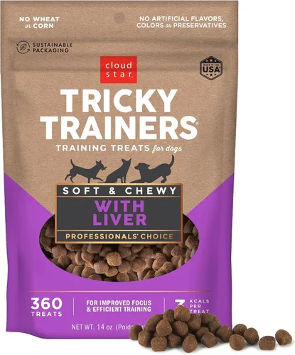 Vista 7 de Cloud Star Tricky Trainers - Golosinas suaves y masticables para entrenamiento de perros, bolsa de 5 onzas, sabor cheddar, ayuda de comportamiento