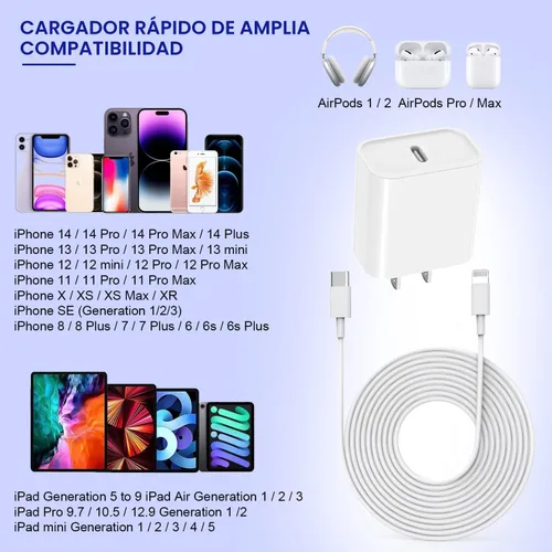 Vista 2 de Cable de carga para iPhone de 6 pies, paquete de 3 [certificado Apple MFi] Cargador rápido USB C para iPhone