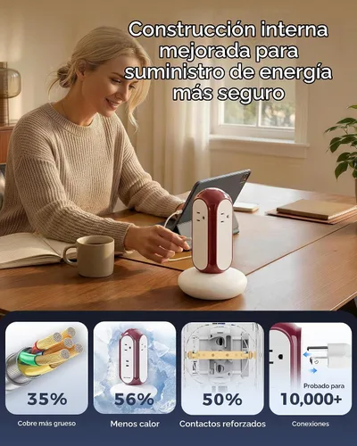 Vista 6 de Torre de regleta de alimentación de carga rápida USB-C 6 en 1 de 30 W, 4 Manzana roja