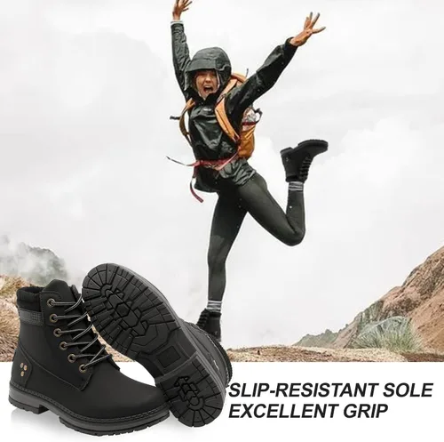 Vista 3 de Botas de trabajo para mujer, impermeables, con cordones, ligeras, cómodas