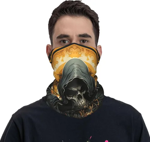 Vista 2 de CASGTNZ grim reaper angel skull Death Dark Neck Gaiter Face Cover Balaclava Gaiter Mask for Men Women Bandana for Motorcycle Cycling Riding Skiing