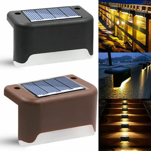 Vista 2 de EROCK Paquete de 8 luces solares para terraza, luces LED solares impermeables para escalones, exteriores, para escaleras, cubiertas, patios