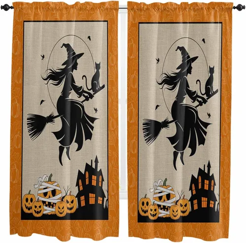 Vista 26 de Cenefas de Navidad de invierno para ventanas, cortinas de cocina con bolsillo para barra, cortinas con aislamiento térmico para ventana de baño