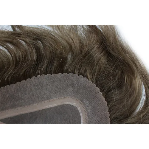 Vista 7 de Voloria Encaje francés de cabello humano real con piel fina PU para hombre Stock Toupee Hair Pieces #18