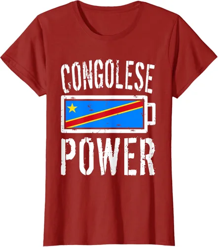 Vista 24 de Camiseta de batería de energía congoleña con bandera de República Democrática del Congo, Negro, S