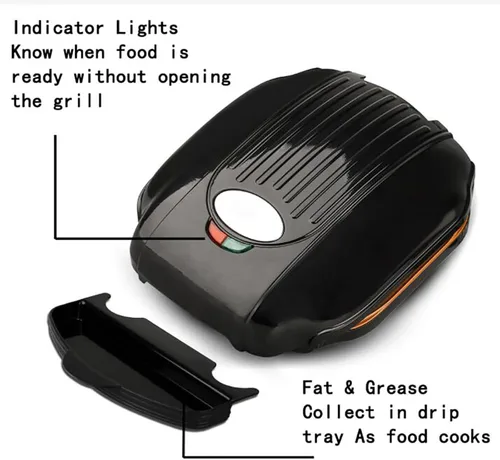 Vista 6 de Panini Press, sandwichera y parrilla compacta para interiores, almacenamiento vertical, rejillas antiadherentes fáciles de limpiar, con luces