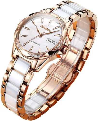 Vista 11 de OLEVS Reloj automático de cara grande para mujer, reloj de vestir de cuerda automática con acento de diamante, resistente al agua hasta 164.0 ft