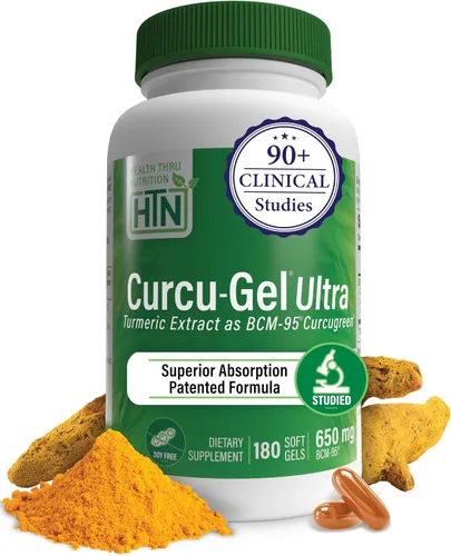 Vista 8 de Curcu, gel ultra de 0,018 oz, BCM-95 realza la absorción de la curcumina, HTN0210, 60