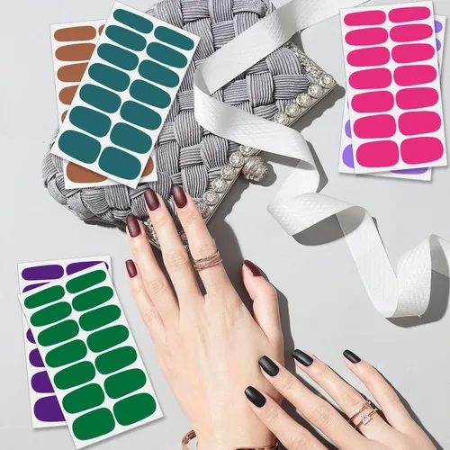 Vista 4 de 224 unidades de envolturas de uñas de color oscuro para mujer, tiras de esmalte de uñas autoadhesivas, tiras de uñas de gel, calcomanías de manicura