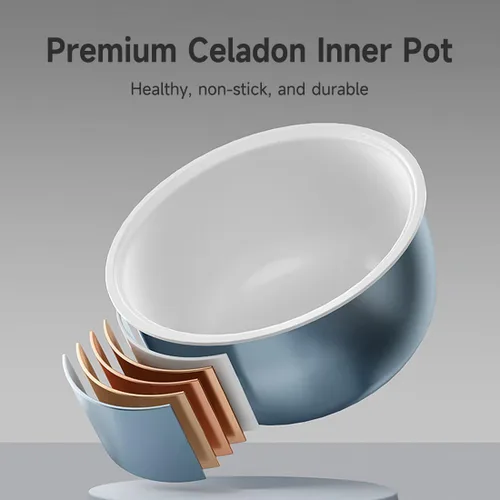 Vista 2 de Midea Olla Arrocera para 8 Tazas de Arroz Crudo, Olla Arrocera de Cerámica Antiadherente con Olla Interior Recubierta de Celadón, 15 Programas
