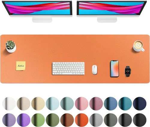 Vista 231 de Aothia - Protector de escritorio de cuero sintético grande, base antideslizante para mouse y superficie para escribir, impermeable, fácil de Agua