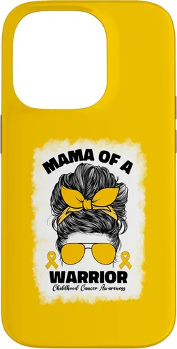 Vista 17 de Mama of A Warrior Messy Bun Mom Childhood Cancer Awareness Case for iPhone 17
