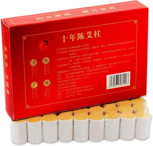 Vista 3 de 10 años Pureza 60:1 Ratio Puro Moxibustión Rollos 54 piezas/caja, parches de moxibustión, hojas de ajenjo natural, pasta adhesiva de moxa, 12 piezas