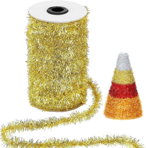 Vista 2 de Syhood Guirnalda de oropel de Navidad de 210 pies con purpurina fina, guirnalda metálica de oropel para festividades, decoración para árbol