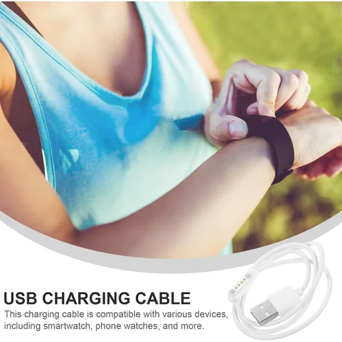 Vista 5 de Toddmomy Cable de carga magnético para reloj inteligente de 4 pines, cable de carga USB para relojes de teléfono, compatible con bandas inteligentes