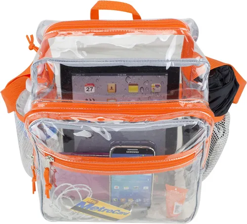 Vista 6 de Eastsport Bolsa transparente aprobada para estadios con correa cruzada ajustable de 12 x 10 x 6 pulgadas, bolsa de mensajero transparente