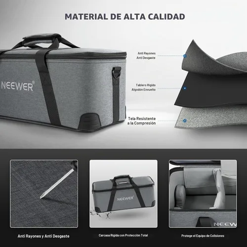 Vista 4 de NEEWER Bolsa de transporte con correa para el hombro, asa, espuma móvil acolchada para luz de estudio CB300C CB200C FS300C FS230C FS150C CB300B