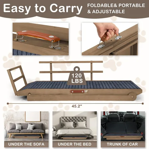 Vista 6 de Dog Ramp for Bed, Foldable Small to Old Dog Ramp for Couch,Sofa