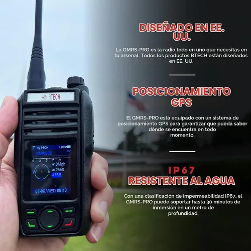 Vista 9 de BTECH GMRS-PRO - Radio GMRS de largo alcance de 5 W - IP67 impermeable, Bluetooth VOX, GPS, mensajes de texto, NOAA, brújula, escáner de doble