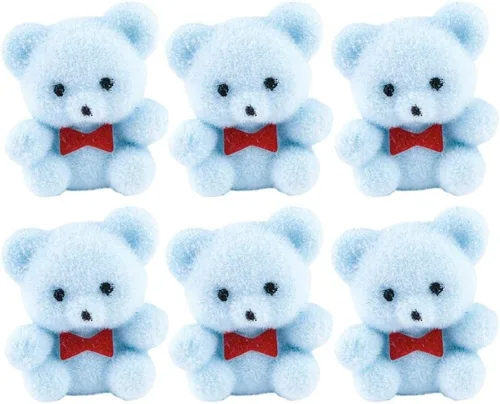 Vista 4 de 24 osos miniatura flocados marrones sentados – Oso pequeño flocado de 1 pulgada Osos marrones surtidos
