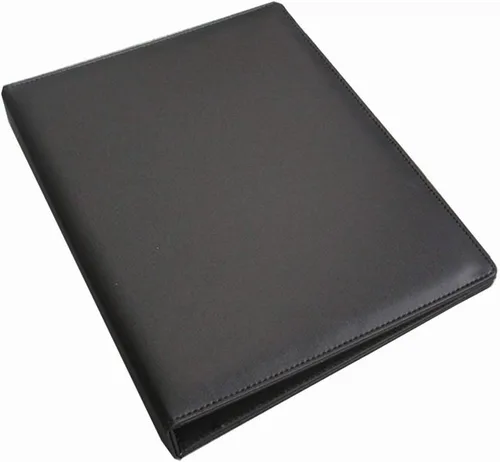 Vista 5 de KINGFOM Carpeta de piel sintética A4 para documentos con tarjetero (carpeta de 3 anillas, color negro)