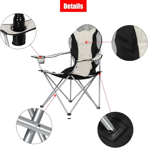 Vista 6 de Vasitelan Silla plegable portátil para acampar, silla de césped al aire libre (A-beige)