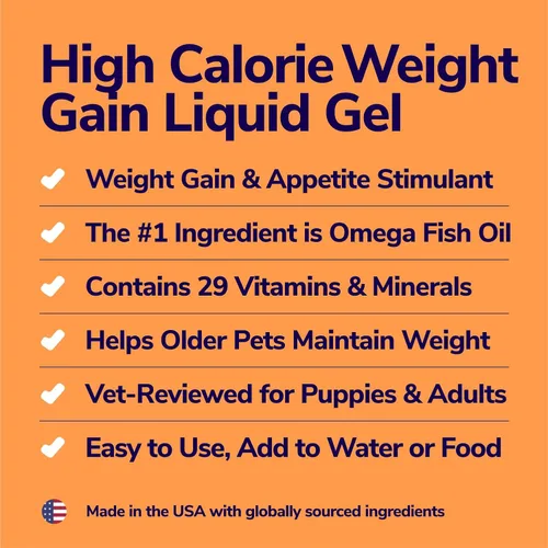 Vista 2 de Miracle Vet Ganador de peso alto en calorías para perros y gatos - Suplemento nutricional multivitamínico en gel, aceite de pescado Omega, calcio