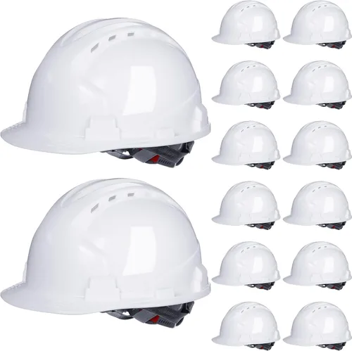 Vista 8 de Leumoi Cascos de seguridad de suspensión de 4 puntos, cascos de seguridad a granel, cascos de construcción de ABS, cascos de trinquete ajustables