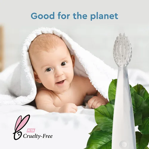 Vista 5 de RADIUS Cepillo de dientes para niños, ultra suave, sin BPA, aceptado por la ADA, diseñado para dientes delicados para niños de 6 meses en adelante
