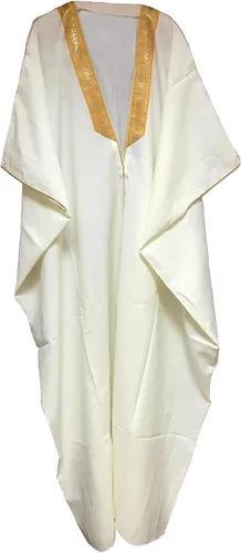 Vista 3 de Abaya (Bisht) - Vestido de capa árabe - blanquecino (LEW-C30), Blanco sucio