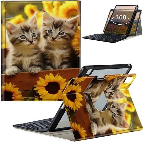 Vista 32 de Funda de teclado para iPad de 9ª/8ª/7ª generación de 10.2 pulgadas 2021/2020/2019 con soporte delgado giratorio de 360 grados, cubierta inteligente
