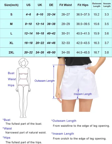 Vista 7 de Belle Poque Women Summer Linen Shorts Elastic High Waisted Shorts with Pockets