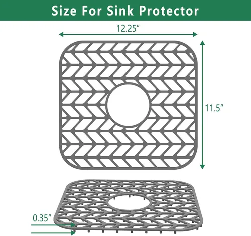 Vista 3 de GUUKIN Protectores de fregadero para fregadero de cocina, 12.25" x 11.5" rejilla plegable antideslizante de silicona para el fondo de fregaderos