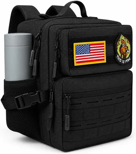 Vista 8 de Mini mochila táctica de 9L para hombres y mujeres, mochila táctica militar pequeña para deportes, gimnasio, senderismo, viajes, camping, Verde Verde