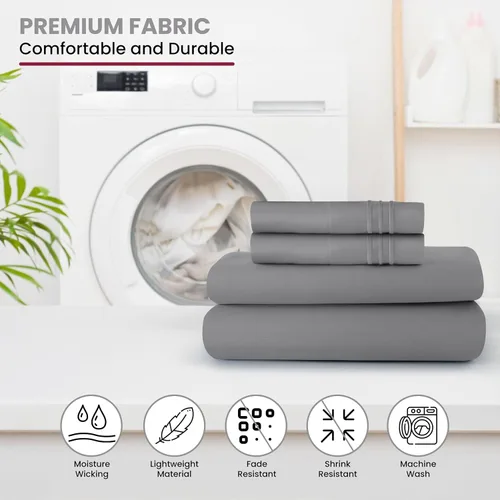 Vista 337 de LUX Décor - Juego de sábanas Twin de microfibra ultrasuave de 3 piezas con sábana encimera, sábana bajera de 16 pulgadas de profundidad y funda
