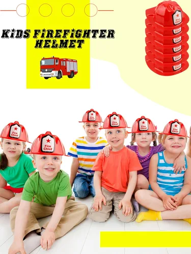 Vista 7 de 48/54/ 90 Pcs Pack Firefighter Hats Bulk Red Fire Chief Helmets Plastic Fireman Hat for Halloween Firefighter Party