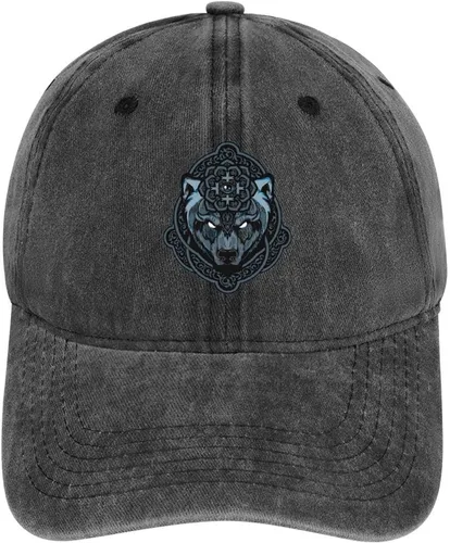 Vista 2 de Sombrero de béisbol de lobo vikingo para hombre, nórdico mito Odin Fenrir impresión 3D gorra para exteriores, casqueta de protección UV resistente