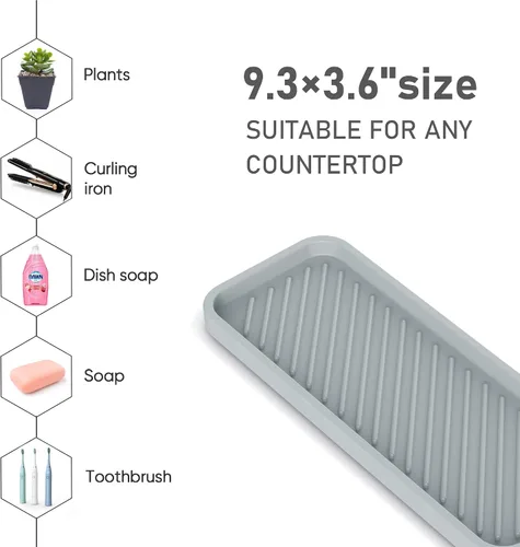 Vista 4 de EG-SIPRO Soporte de esponja de silicona, bandeja organizadora para fregadero de cocina, organizador de esponja para mostrador de baño, soporte