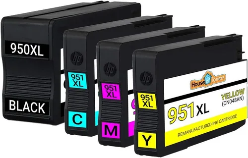 Vista 2 de Houseoftoners Cartucho de tinta remanufacturado para HP 950XL y 951XL, repuesto de alto rendimiento para HP 950XL y 951XL Officejet Pro 8100 8600