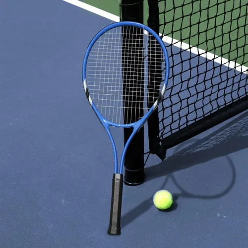 Vista 5 de Raquetas de tenis para 2 jugadores recreativas para principiantes, juego de raquetas adultas ligeras preencordadas de 27 pulgadas para mujeres