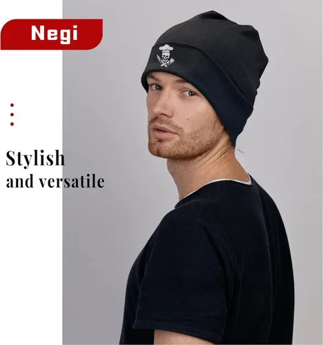 Vista 7 de Negi Gorro de punto con diseño de calavera para hombre y mujer, calavera 11