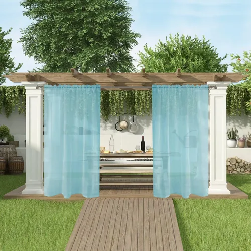 Vista 5 de SpaceDresser - Cortinas transparentes impermeables para exterior para patio - 2 paneles con bolsillo para barra, cortinas de gasa transparentes