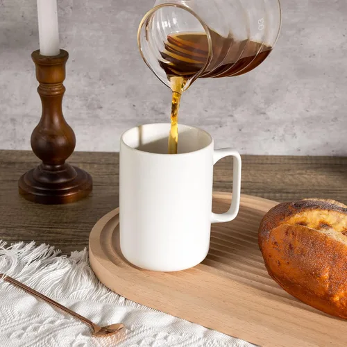 Vista 6 de ComSaf Juego de 6 tazas de café de cerámica, taza de café grande de 14 onzas, taza de té para oficina y hogar, taza de porcelana con asa