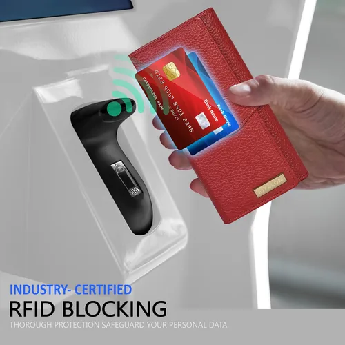 Vista 3 de Carteras de piel con bloqueo RFID, para cheques, con 11 ranuras para tarjetas, para mujer