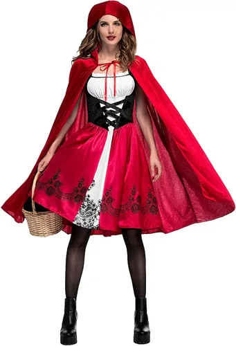 Vista 2 de Disfraz de Halloween para mujer, disfraz de fiesta de baile con capucha, chal